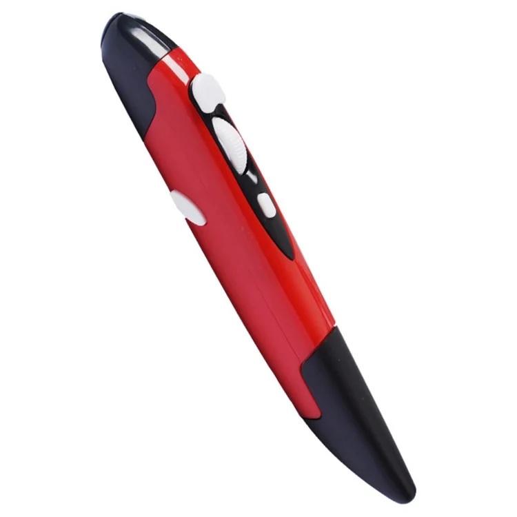 Mouse Sem Fio Criativo 2.4G Vertical Pen Mouse 1600 DPI Óptico Ergonômico para PC Laptop Notebook (Sem Bateria) - Vermelho