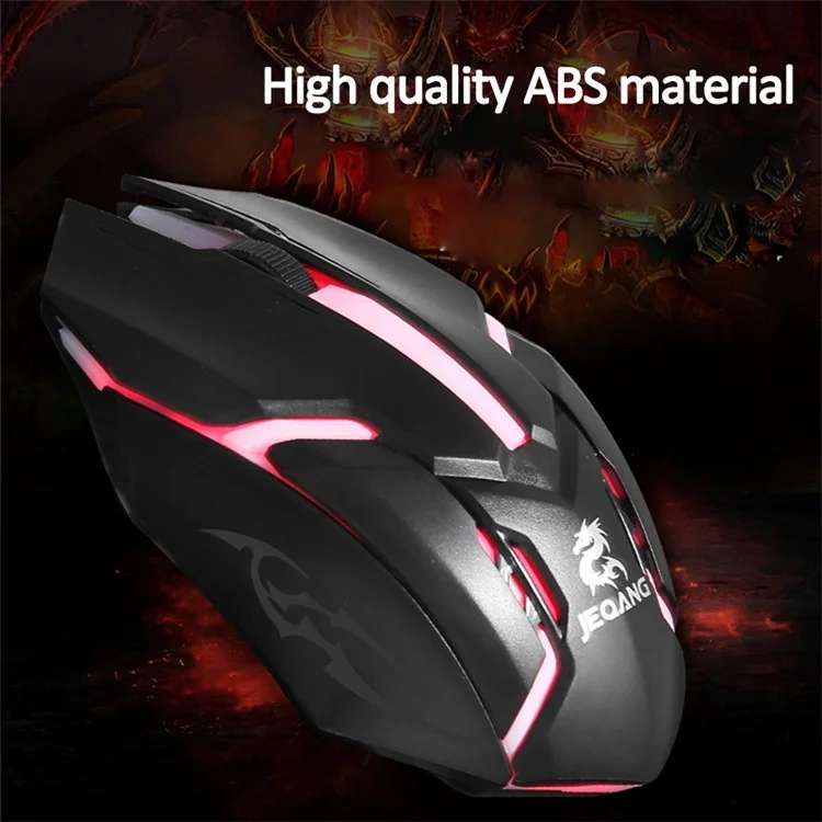 JEQANG JM-318 USB Gaming Mouse 6 Botones Computador Ratones Con Luz de Fondo - Negro