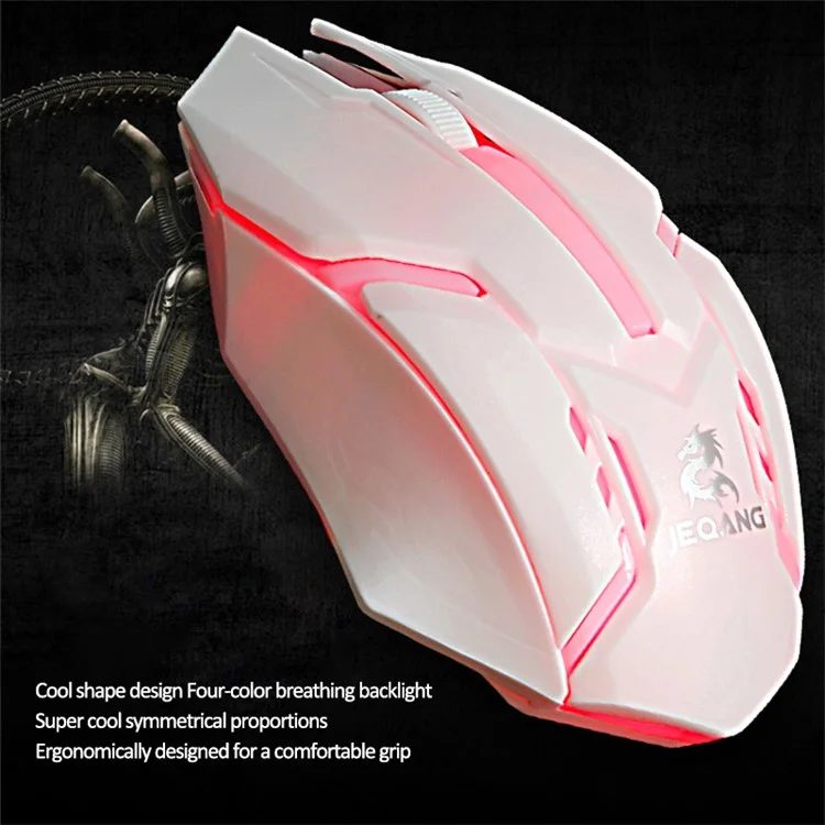 JEQANG JM-318 USB Gaming Mouse 6 Botones Computador Ratones Con Luz de Fondo - Negro
