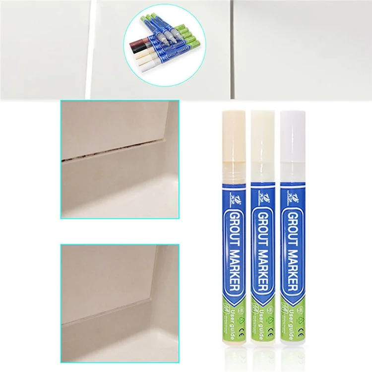 Caneta marcadora de grauteamento de azulejos TIANYI Pen Wall Seam para azulejos, piso, banheiro, ferramenta de reparo do selo de descontaminação - Preto 