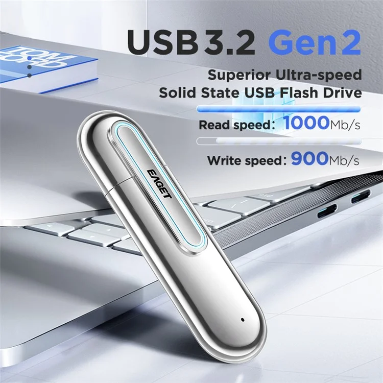 EAGET SU90 2TB USB 3.2 Memory Stick Plug and Play Zink-Legierungs-Solid-State-Flashlaufwerk