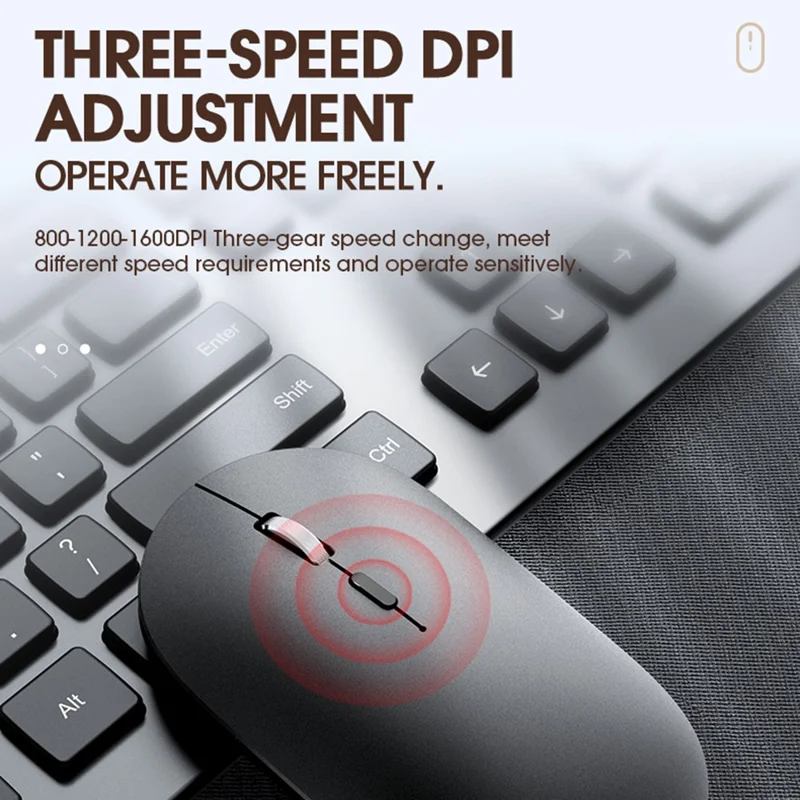 Souris sans fil T-WOLF X2 2.4G, souris silencieuse rechargeable pour ordinateur portable, ordinateur PC, mode unique - Gris