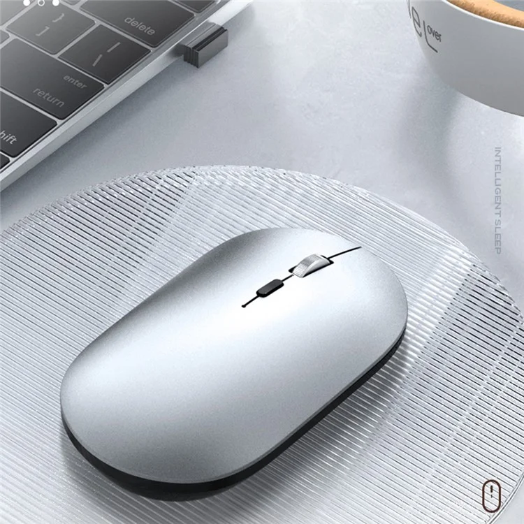 T-WOLF X2 aufladbare 2,4G + Bluetooth-Funkmaus, leise Maus für Laptop, Computer, PC, Dual-Modus - Silber
