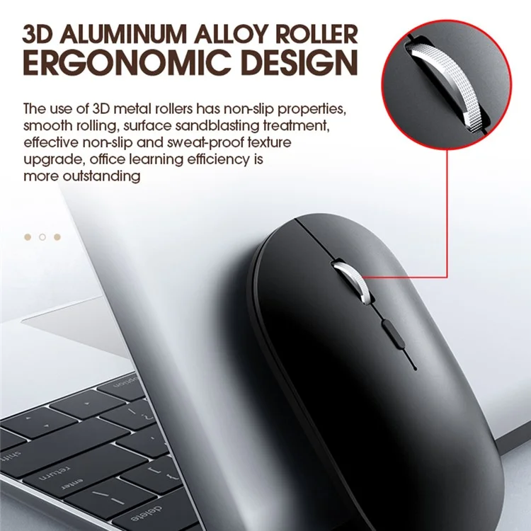 T-WOLF X2 aufladbare 2,4G + Bluetooth-Funkmaus, leise Maus für Laptop, Computer, PC, Dual-Modus - Silber