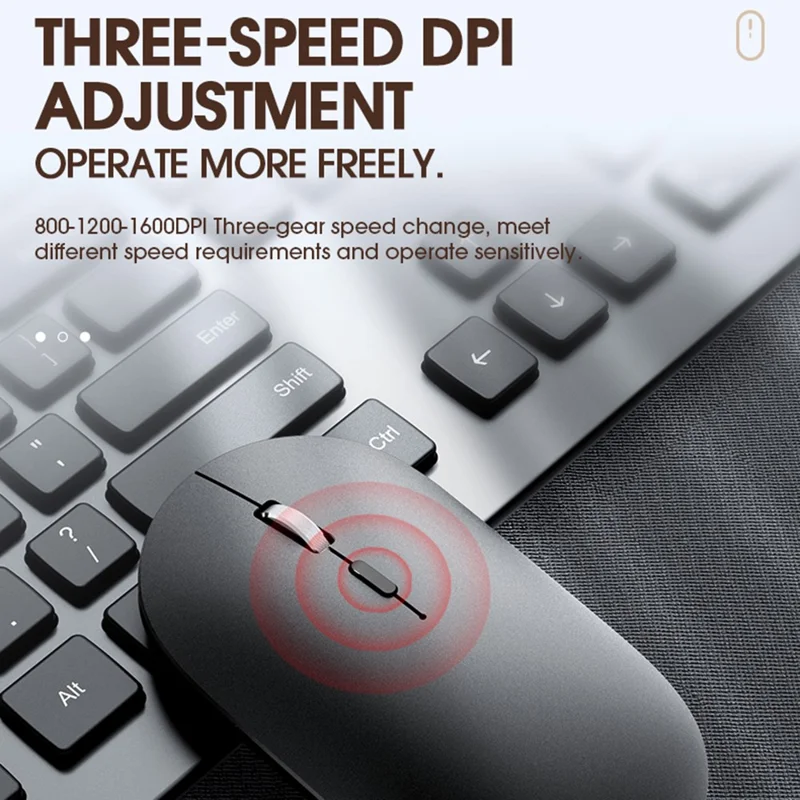 Souris sans fil rechargeable T-WOLF X2 2.4G+Bluetooth, souris silencieuse pour ordinateur portable, PC, double mode - Gris