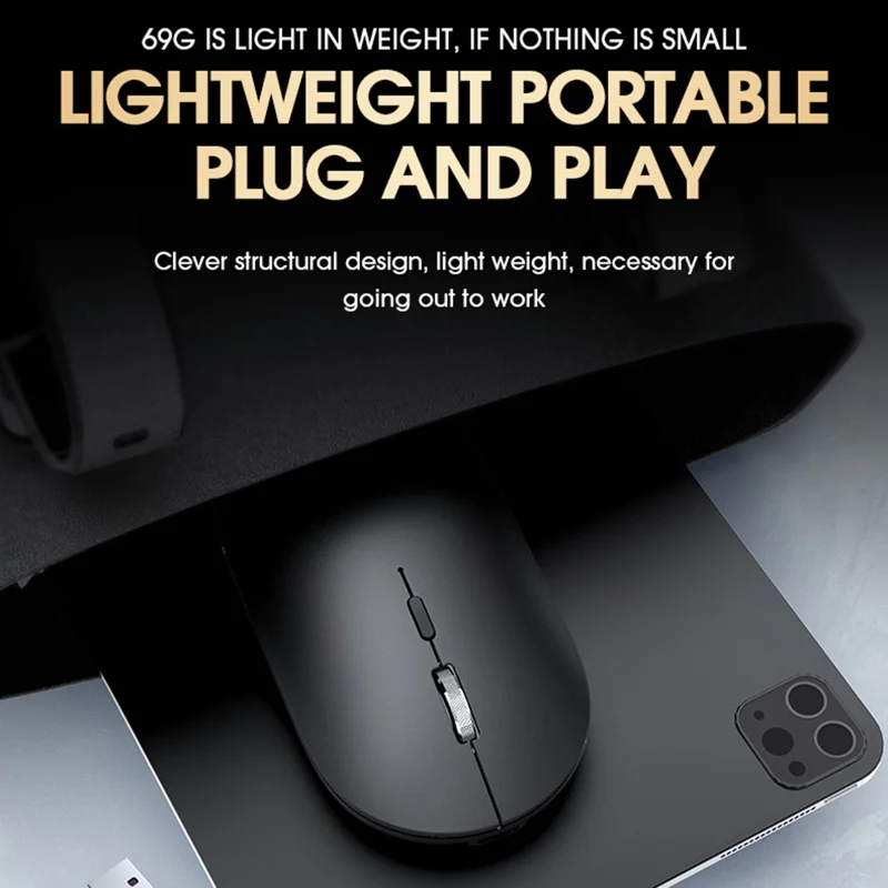 Souris sans fil rechargeable T-WOLF X2 2.4G+Bluetooth, souris silencieuse pour ordinateur portable, PC, double mode - Gris