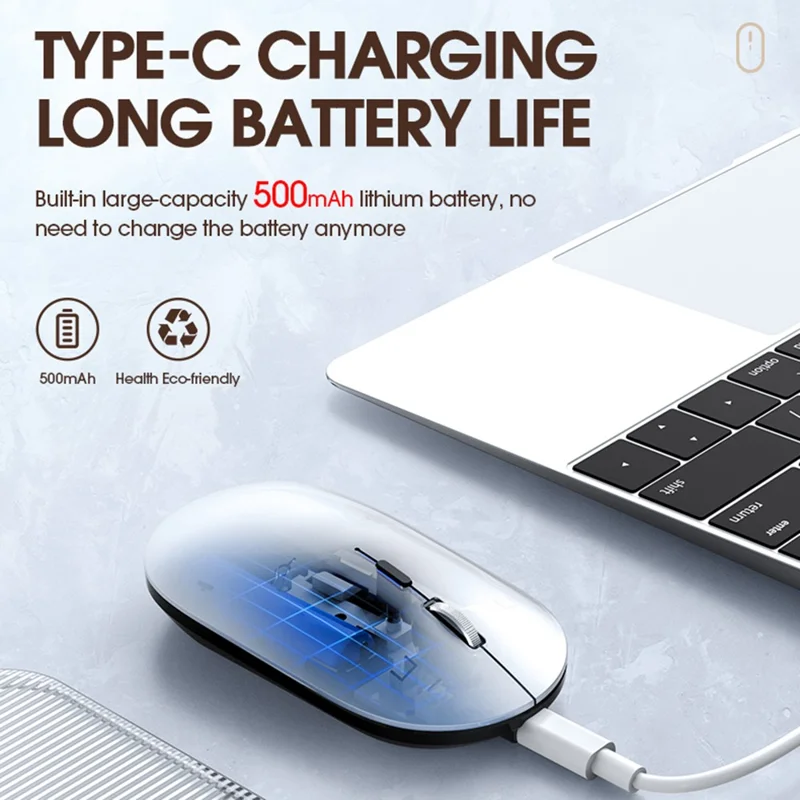 Souris sans fil rechargeable T-WOLF X2 2.4G+Bluetooth, souris silencieuse pour ordinateur portable, PC, double mode - Gris