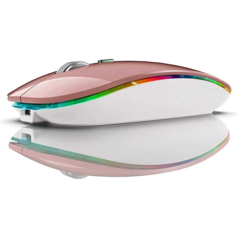 Mouse wireless a modalità doppia 2,4G/Bluetooth con retroilluminazione, mouse Jiggler portatile e silenzioso per laptop, tablet - Rosa Oro