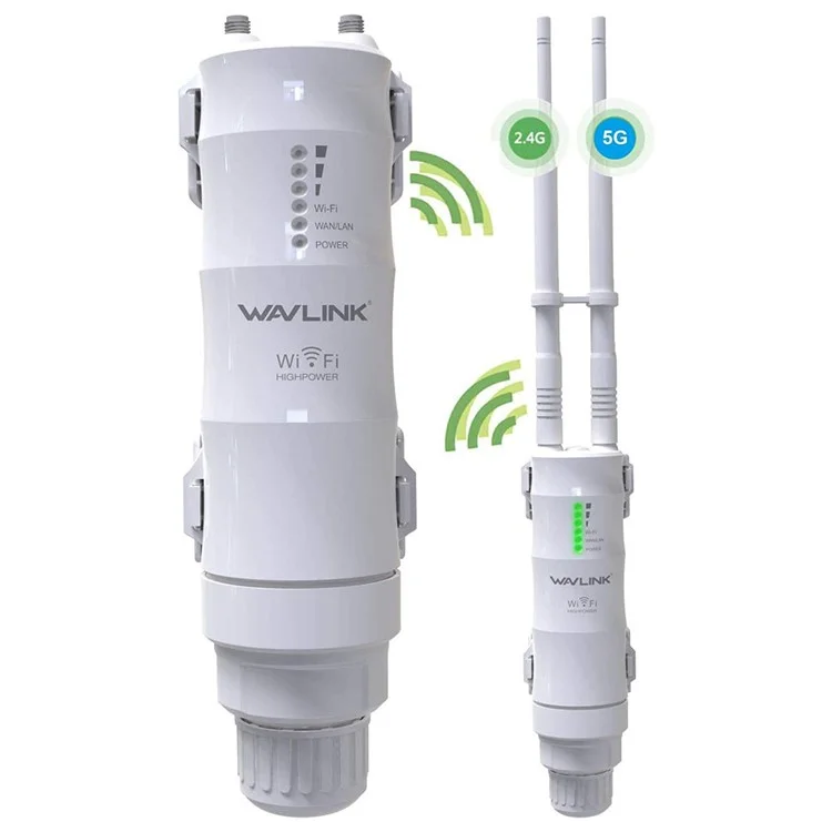 Wavlink WS-WN570HA1-A2 600Mbps Extensor de Enrutador WiFi de Rango WiFi 2.4+5GHz Booster de Señal Inalámbrica de Señal Inalámbrica Resistente a la Intemperie - Enchufe de Ee. Uu.