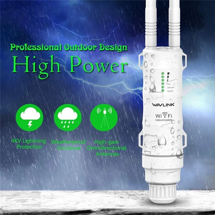 WAVLINK WS-WN570HA1-A2 600Mbps Outdoor WiFi Range Router Extender 2.4+5GHz Weatherproof Wireless Signal Amplifier Booster - UK Plug