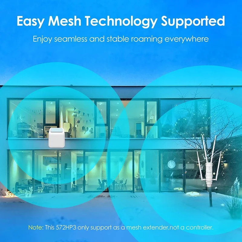 WAVLINK WS-WN572HP3-A Outdoor WiFi Extender AC1200 Dual Band Weatherproof Wireless Router with PoE, Giga Ports - AU Plug