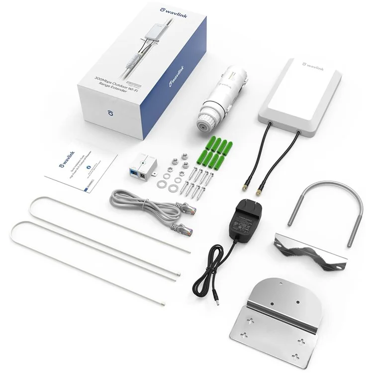 WAVLINK WS-WN570HP2-A Répéteur WiFi Extérieur Résistant aux Intempéries 300Mps Amplificateur de Signal de Routeur sans Fil - Prise EU