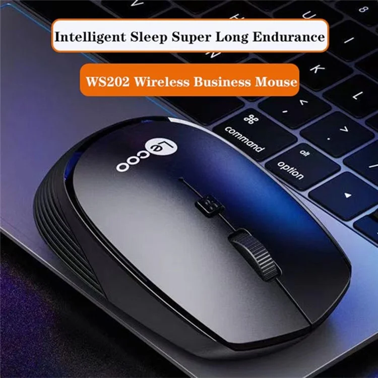 LENOVO LECOO WS202 Souris sans fil 2,4 GHz pour ordinateur portable, ergonomique, avec 800/1000/1200 DPI - Noir