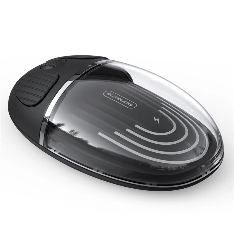DUX DUCIS CM Serie Transparente Kabellose Maus 2 Modi Bluetooth+2.4G LED Dünne Maus für Laptop, Mac, PC - Schwarz