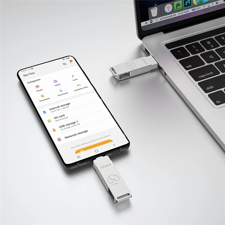 Idiskk 512 go 2-en-1 USB + Type-c Photo Stick USB 3,2 Solid State Flash Drive (lire: 500 mo / S, Écrivez: 450 mo / S)