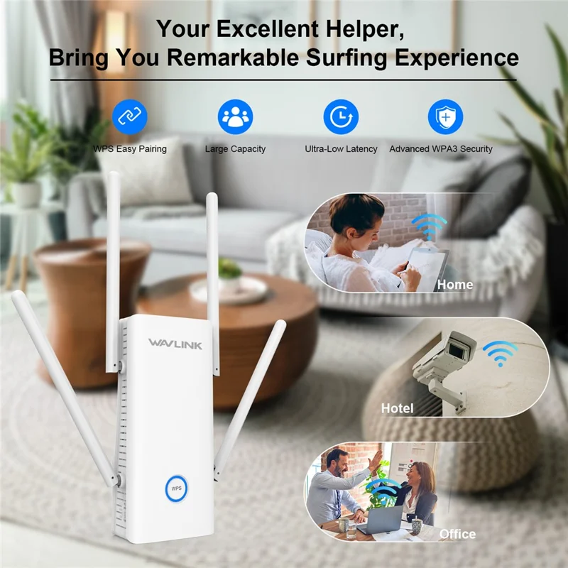 WAVLINK WN583AX1 AX1800 WiFi6 1.8Gbps Dual Band WiFi Booster Wireless Router with Ethernet Port - EU Plug