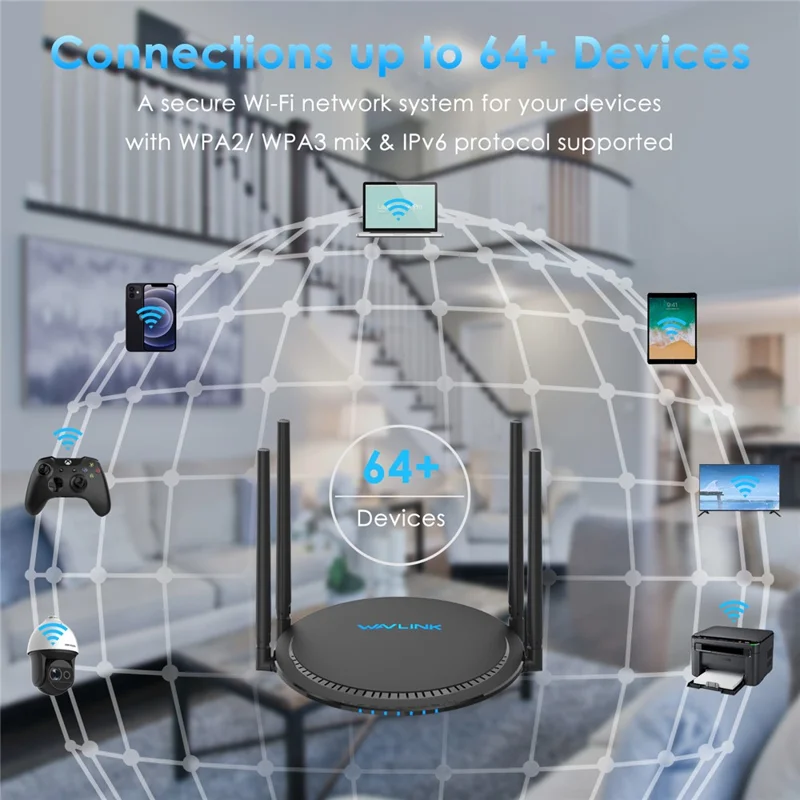 WAVLINK WN531AX2 WiFi 6 Repeater AX1800 Dual Band Gigabit Wireless Internet Router - EU Plug