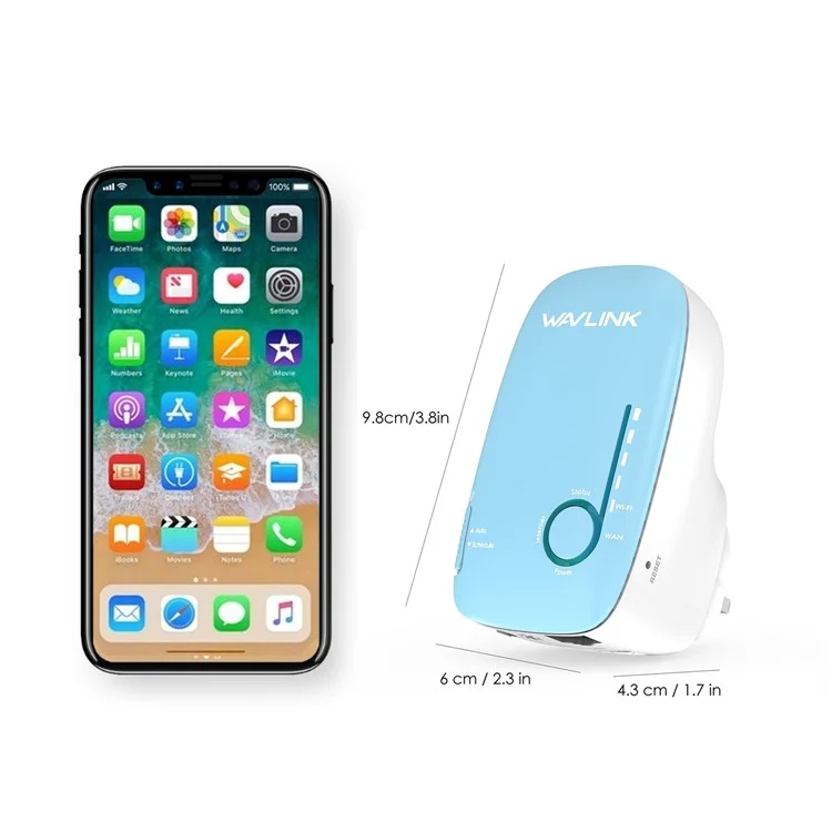 WAVLINK AC1200 2.4G+5G Dual Band Wireless Repeater Household WiFi Router Network Extender WN576K1 - Blue / UK Plug
