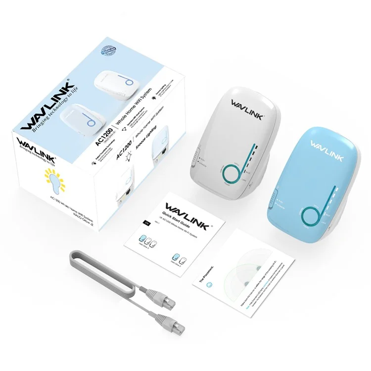 WAVLINK AC1200 2PCS Dual Band WiFi Extender 5G+2.4G Wireless Internet Router Repeater WN576K2 - Blue / US Plug