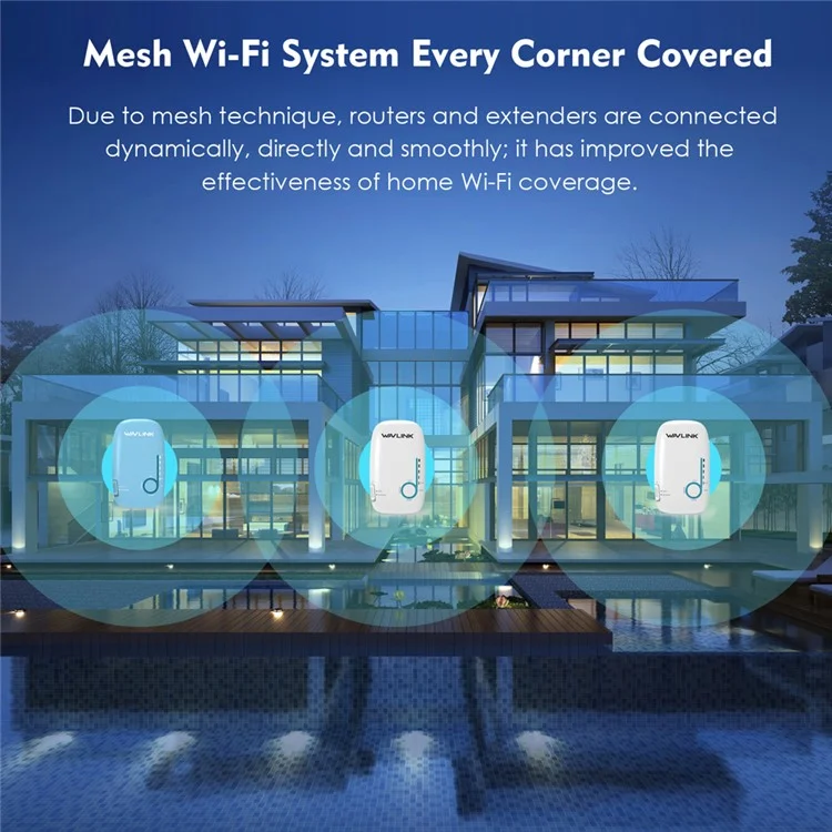 WAVLINK AC1200 3PCS Dual Band 5G+2.4G Wireless Internet Router Repeater WiFi Extender WN576K3 - Blu / Spina USA