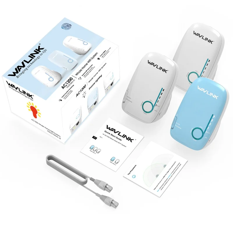 WAVLINK AC1200 3PCS Dual Band 5G+2.4G Беспроводной интернет-роутер, повторитель WiFi, усилитель Wi-Fi WN576K3 - синий / Евровилка