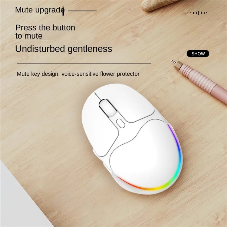IBLANCOD BL112 Bluetooth + 2.4G Wireless Gaming Mouse 4000DPI RGB Light Computer Laptop Mice - Weiß