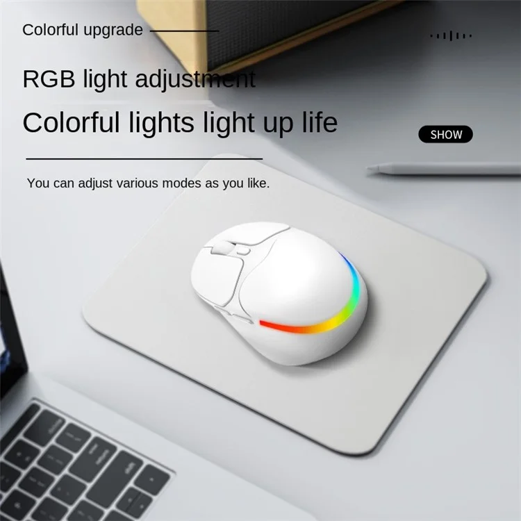 IBLANCOD BL112 Bluetooth + 2.4G Wireless Gaming Mouse 4000DPI RGB Light Computer Laptop Mice - Weiß