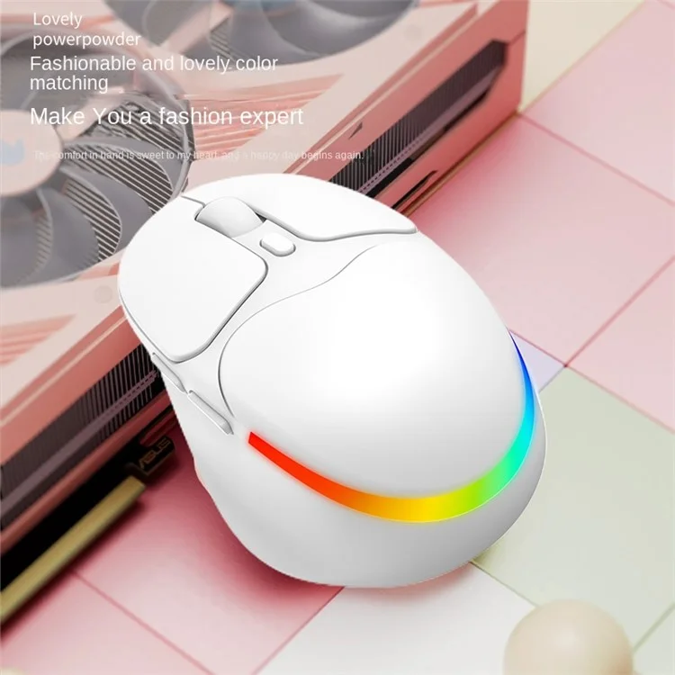 IBLANCOD BL112 Bluetooth + 2.4G Wireless Gaming Mouse 4000DPI RGB Light Computer Laptop Mice - Weiß