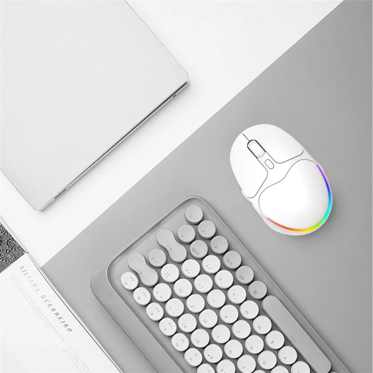 IBLANCOD BL112 Bluetooth + 2.4G Wireless Gaming Mouse 4000DPI RGB Light Computer Laptop Mice - Weiß