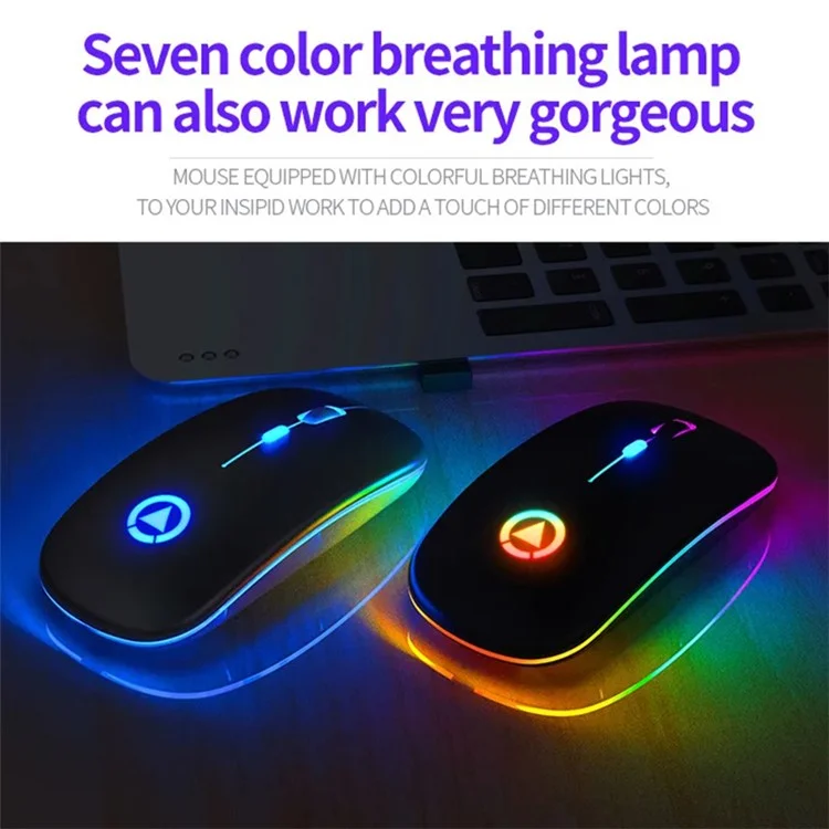 YINDIAO A2 Rechargeable Silent 2.4G Wireless Gaming Mouse with Colorful Breathing Light - Metal Grey