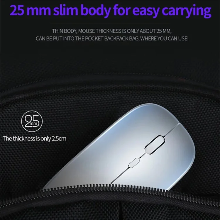 YINDIAO A2 Rechargeable Silent 2.4G Wireless Gaming Mouse with Colorful Breathing Light - Metal Grey