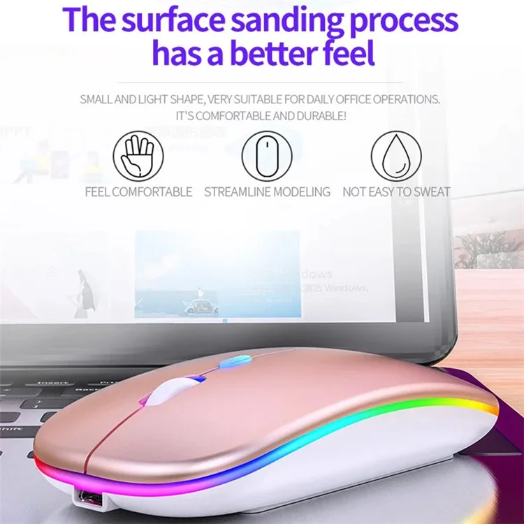 YINDIAO A2 Rechargeable Silent 2.4G Wireless Gaming Mouse with Colorful Breathing Light - Metal Grey
