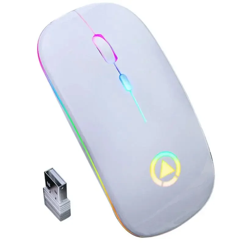 YINDIAO A2 Rechargeable Silent 2.4G Wireless Gaming Mouse with Colorful Breathing Light - Mirror White