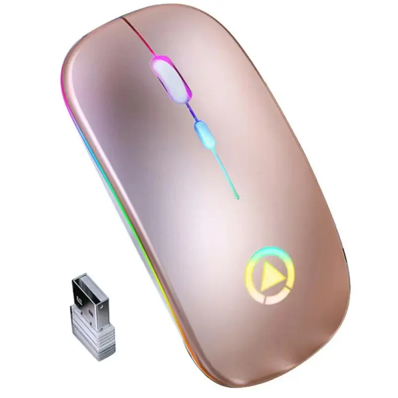 YINDIAO A2 Rechargeable Silent 2.4G Wireless Gaming Mouse with Colorful Breathing Light - Rose Gold
