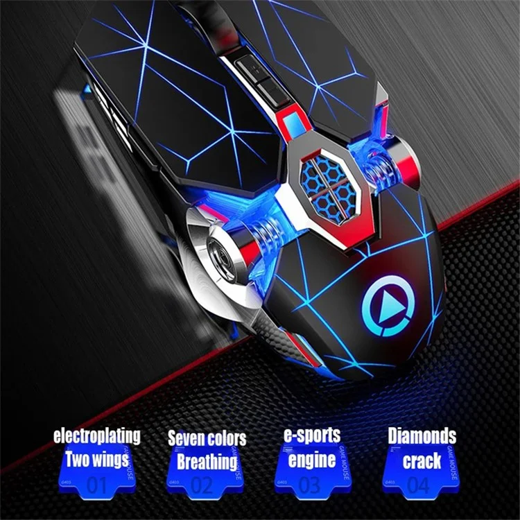 YINDIAO G3os 1.5m USB Wired Mouse 3200 DPI 7 Keys E-sports Mechanical Mouse - Matte Black / with Sound