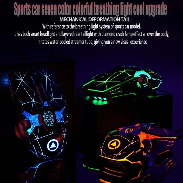YINDIAO G3os 1.5m USB Wired Mouse 3200 DPI 7 Keys E-sports Mechanical Mouse - Matte Black / with Sound