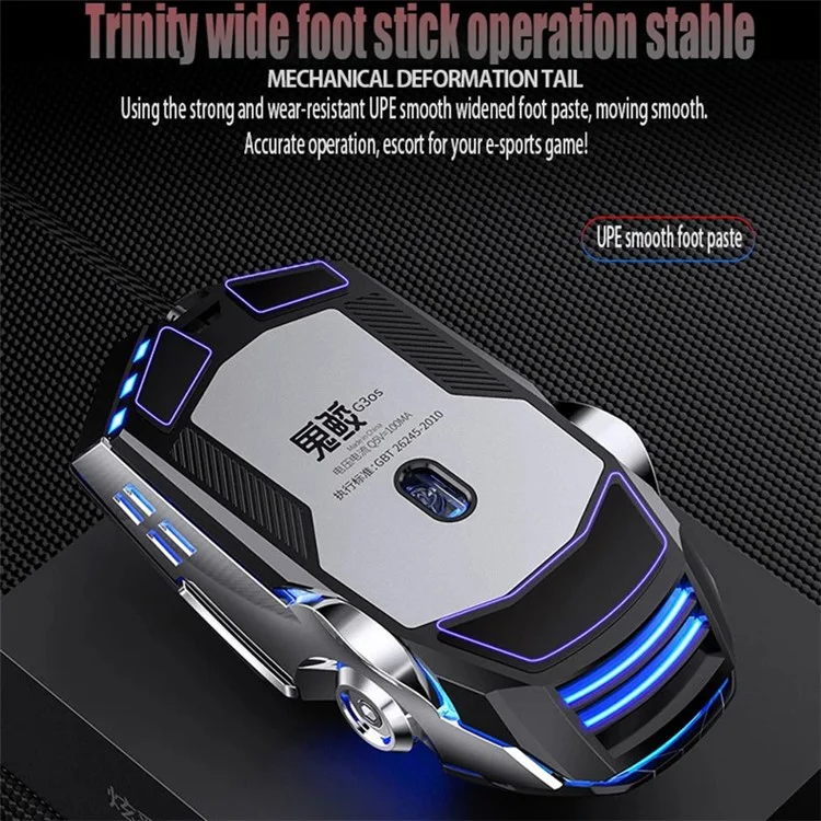 YINDIAO G3os 1.5m USB Wired Mouse 3200 DPI 7 Keys E-sports Mechanical Mouse - Mirror White / with Sound