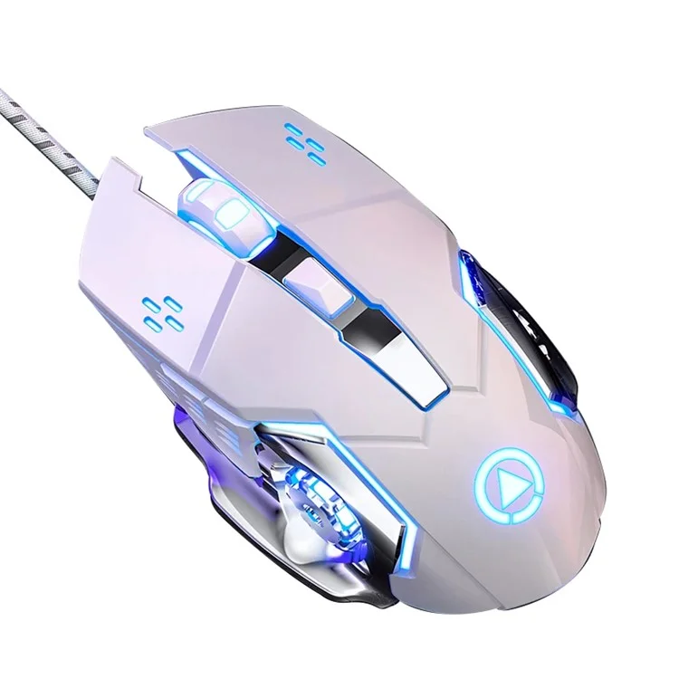 YINDIAO G15 1200 / 1800 / 2400 / 3600 Adjustable DPI 6 Keys Mechanical Gaming USB Wired Mouse, Silent Version - White