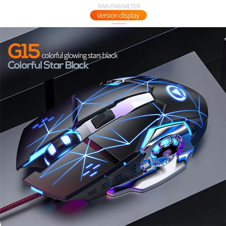 YINDIAO G15 1200 / 1800 / 2400 / 3600 Adjustable DPI 6 Keys Mechanical Gaming USB Wired Mouse, Silent Version - White