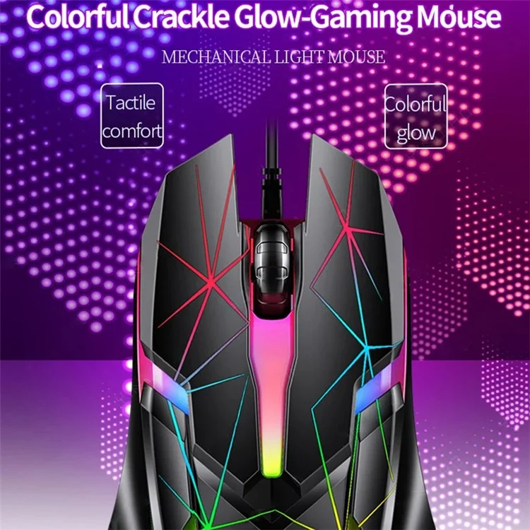 YINDIAO G3os G6 1,42 m Souris Filaire USB 1200 DPI 3 Touches Souris de Jeu Armure avec Lumière RVB, avec Son - Version Crack