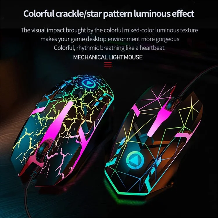 YINDIAO G3os G6 1,42 m Souris Filaire USB 1200 DPI 3 Touches Souris de Jeu Armure avec Lumière RVB, avec Son - Version Crack