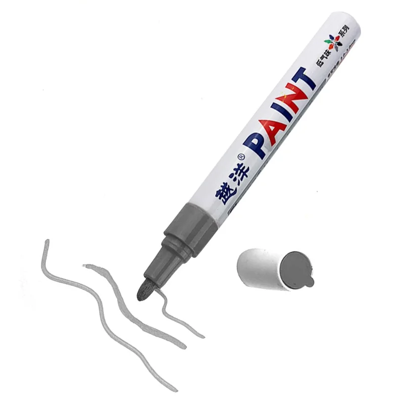 FLYSEA FS-110 Low Odor Waterproof Metal Craft Paint Pen for Car Tires, Stone - Silver