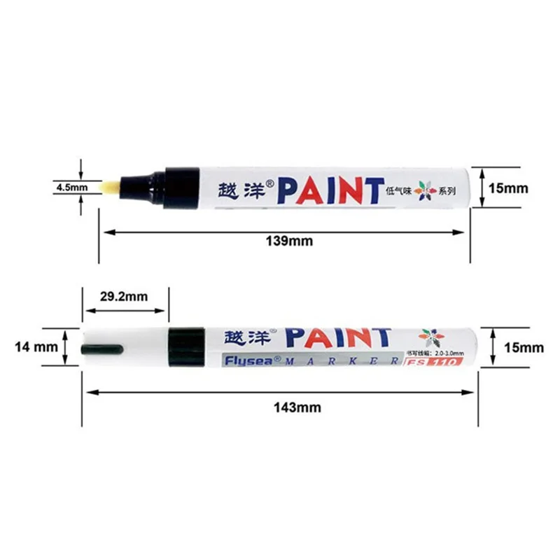 FLYSEA FS-110 Low Odor Waterproof Metal Craft Paint Pen for Car Tires, Stone - Silver