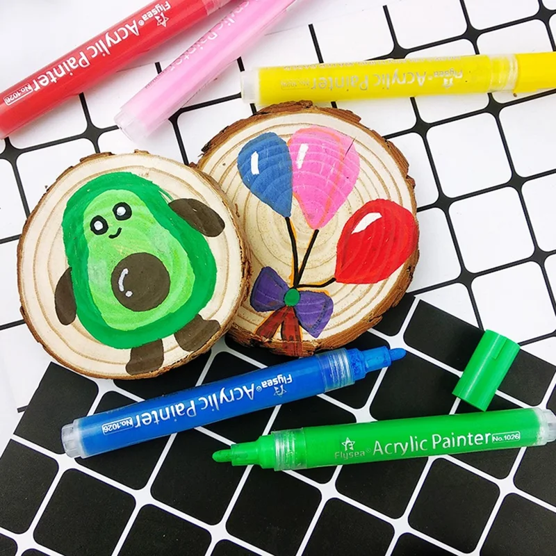 FLYSEA NO.1026 Low-Odor Marker Pen Colorful Acrylic Pens for Children Drawing - Light Grey