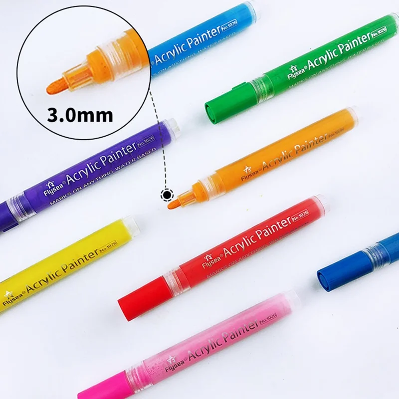FLYSEA NO.1026 Low-Odor Marker Pen Colorful Acrylic Pens for Children Drawing - Light Grey