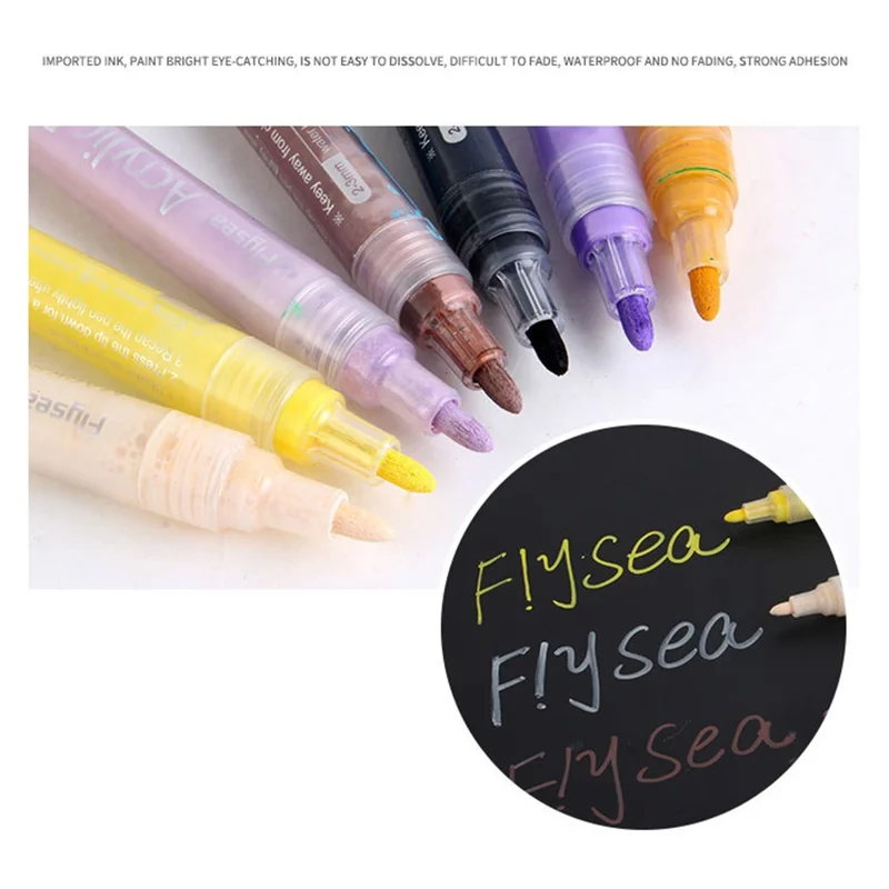 FLYSEA NO.1026 Low-Odor Marker Pen Colorful Acrylic Pens for Children Drawing - Light Grey