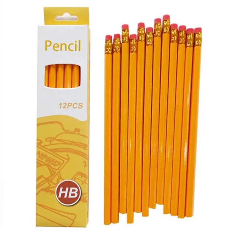 Juego de 12 lápices de madera con dureza HB para escribir, dibujar y esbozar