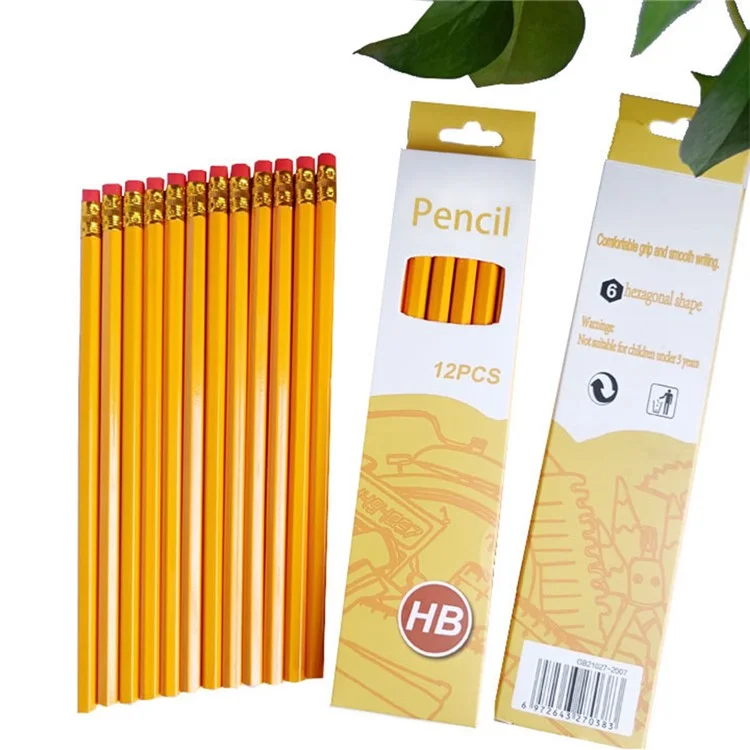 Juego de 12 lápices de madera con dureza HB para escribir, dibujar y esbozar