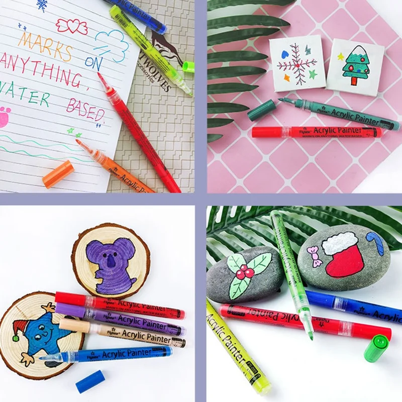 FLYSEA FS-05 0.7mm Waterproof Acrylic Marker Pen for Drawing, Coloring - Purple Red