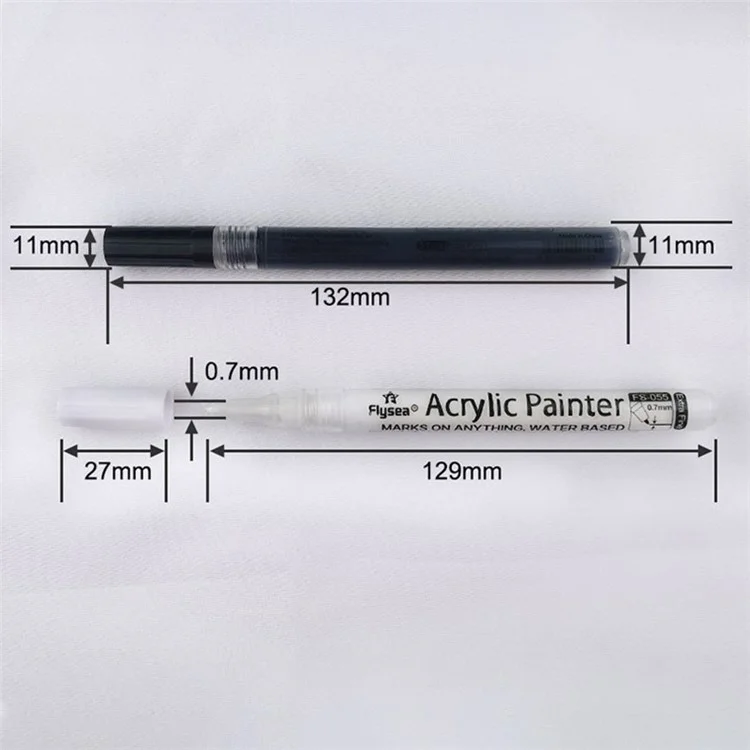 FLYSEA FS-055 6Pcs / Set Acrylic Paint Pens White Paint Markers for Glass, Paper, Stone
